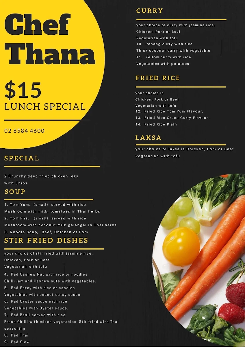 Menu, Thai Tastic Restaurant