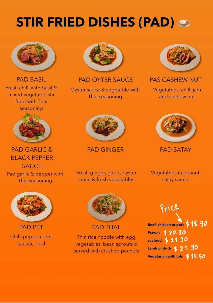 Menu, Thai Tastic Restaurant