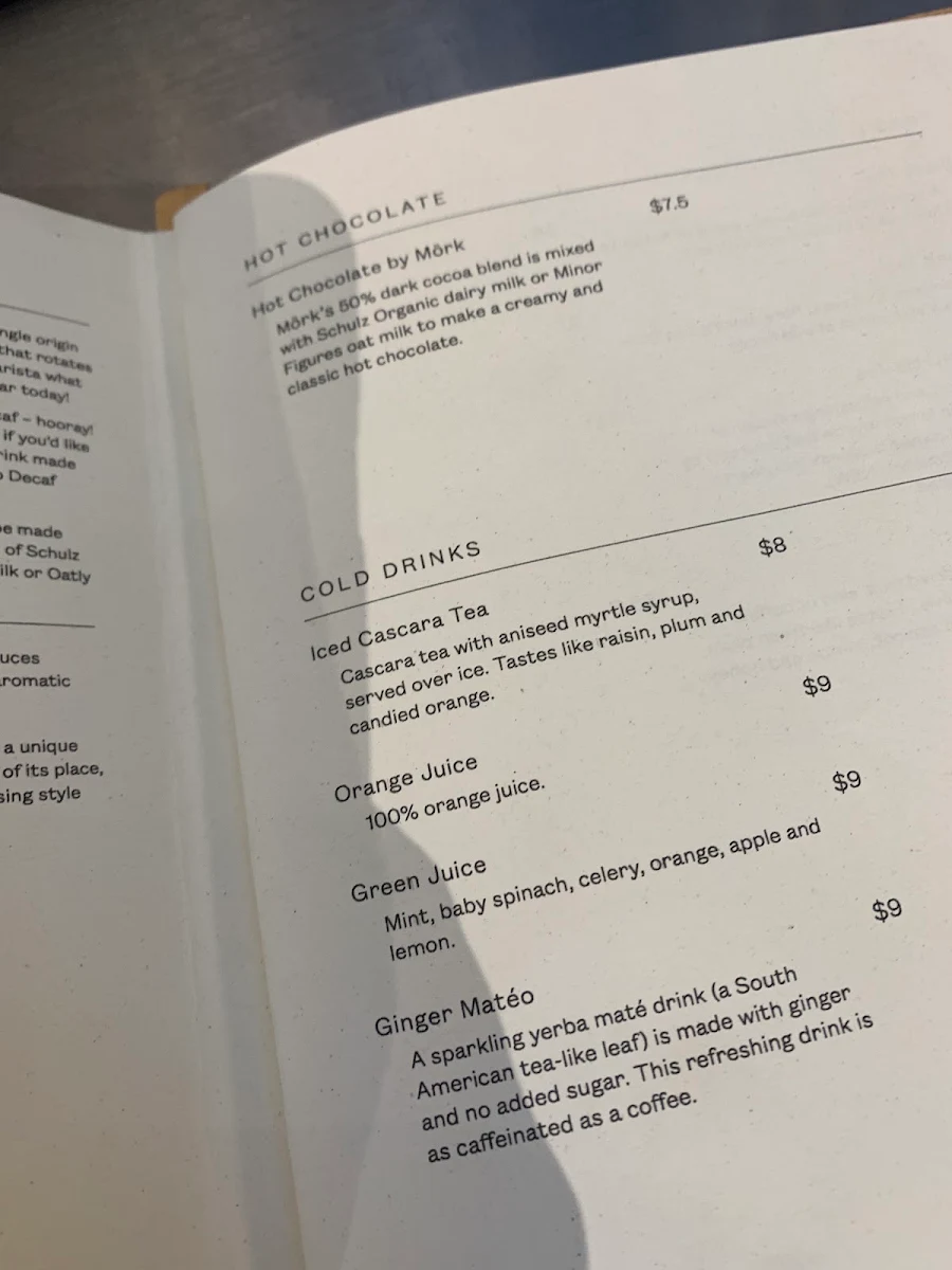 Menu, Market Lane Coffee - Prahran Market