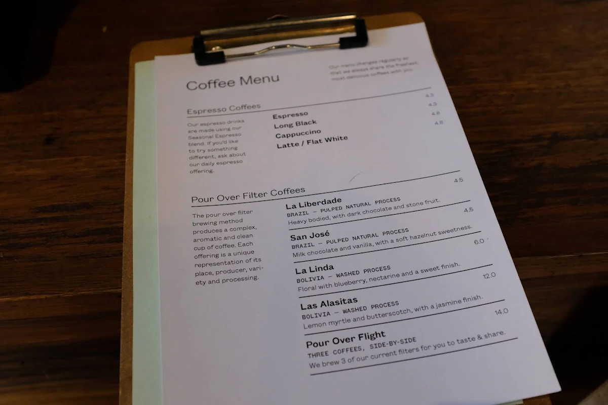 Menu, Market Lane Coffee - Prahran Market