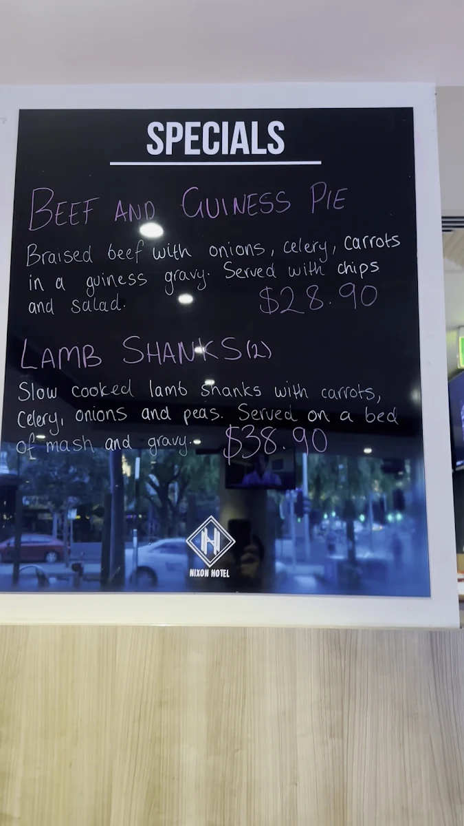 Menu, The Nixon Hotel