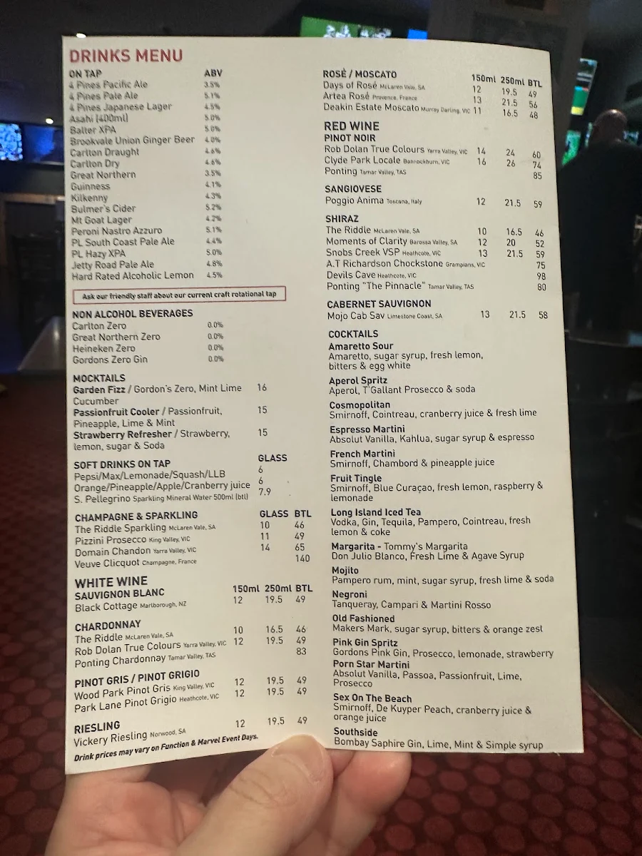 Menu, The Nixon Hotel