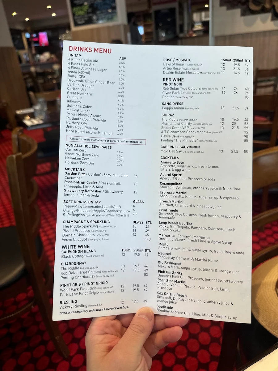 Menu, The Nixon Hotel