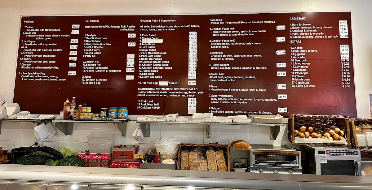 Menu, N. Lee Bakery Cafe