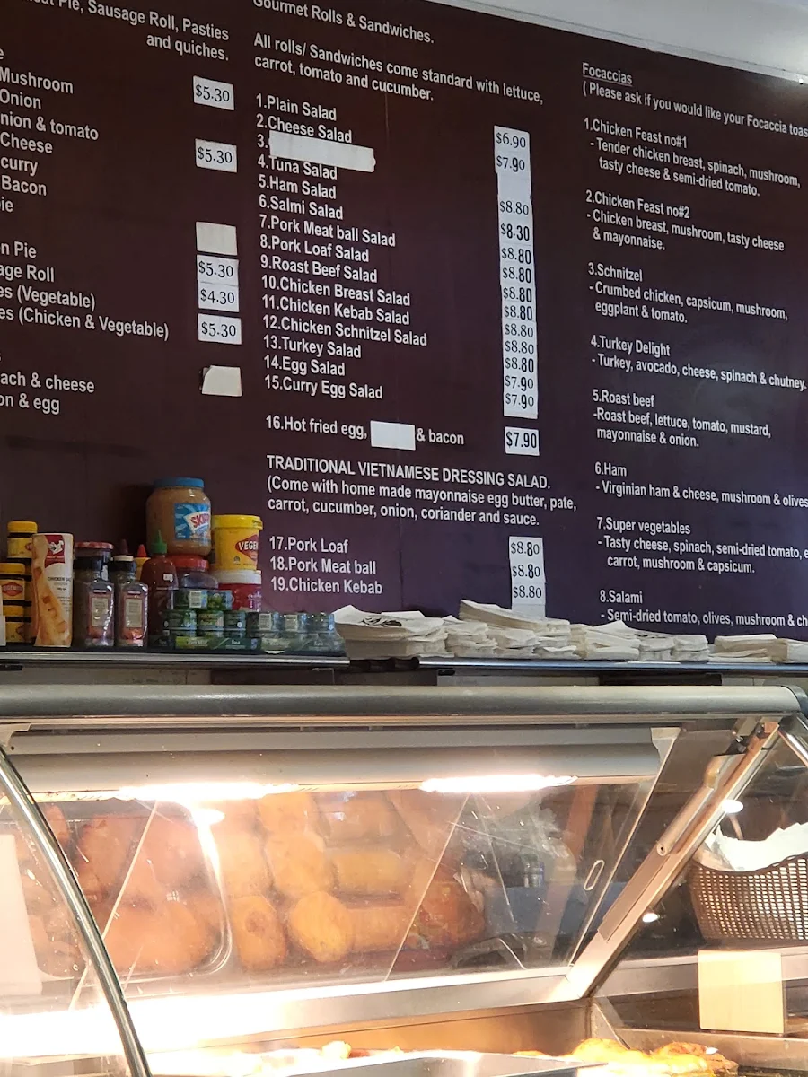Menu, N. Lee Bakery Cafe