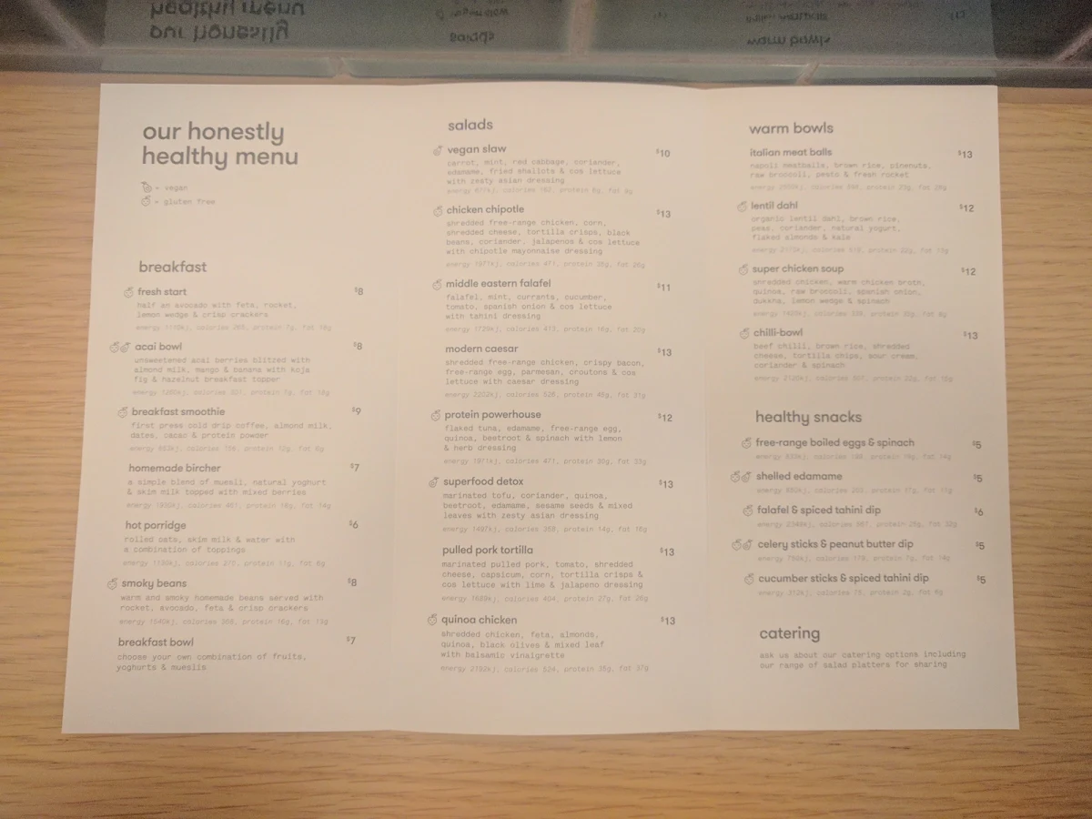 Menu, Crisp