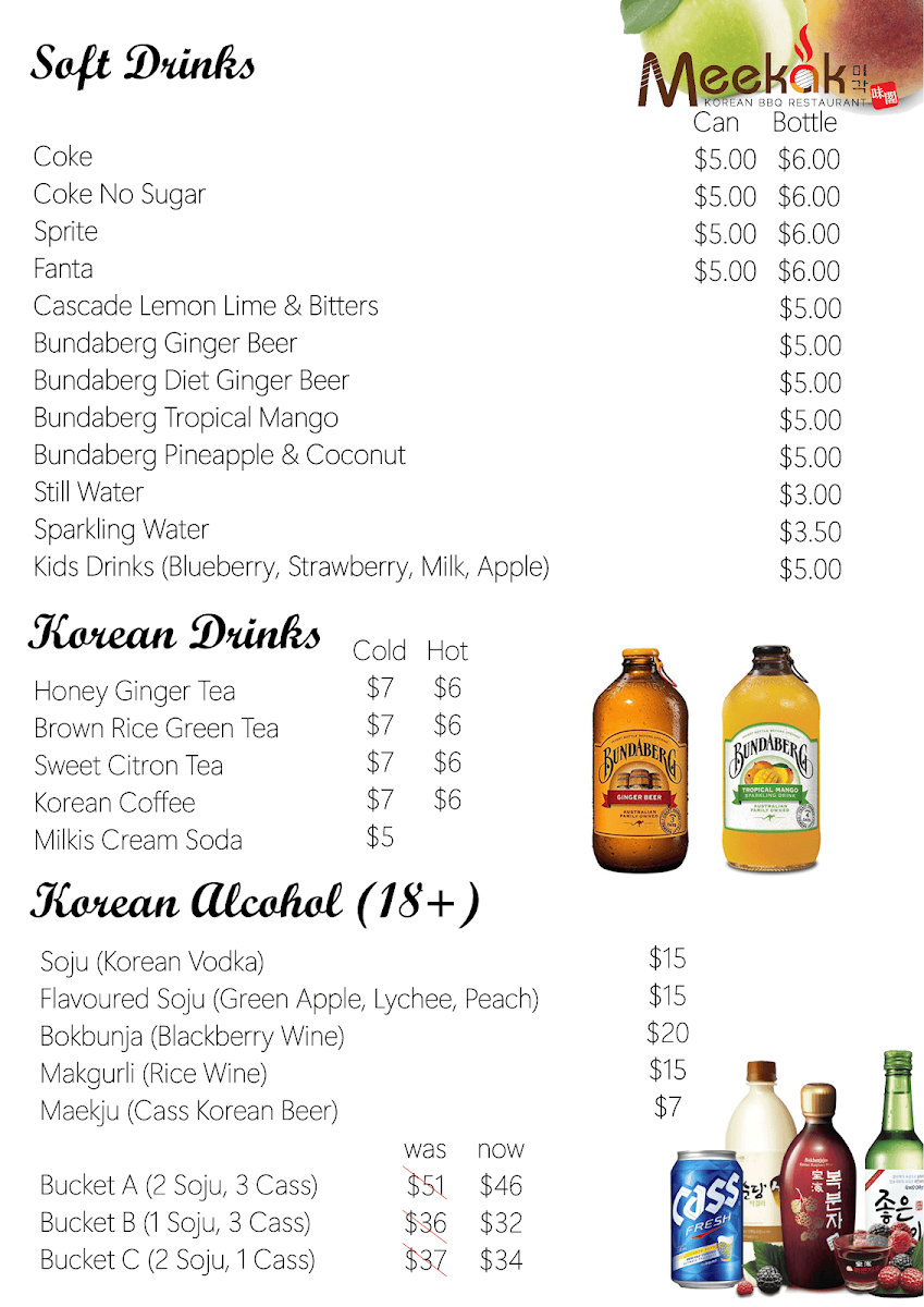 Menu, Meekak Korean BBQ Restaurant