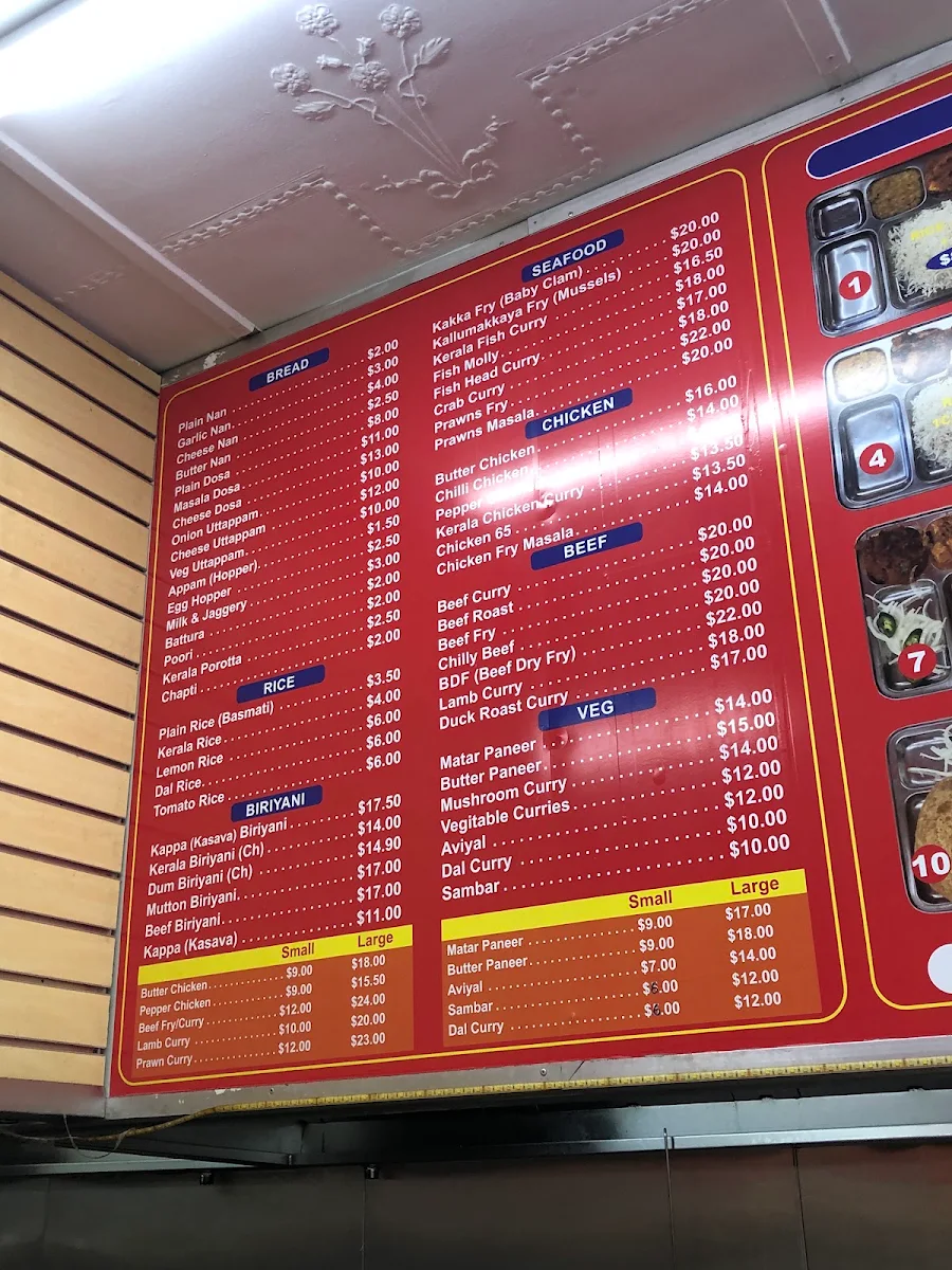 Menu, Blue Moon Wentworthville
