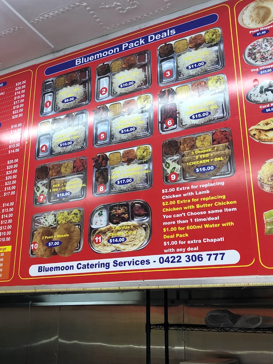 Menu, Blue Moon Wentworthville
