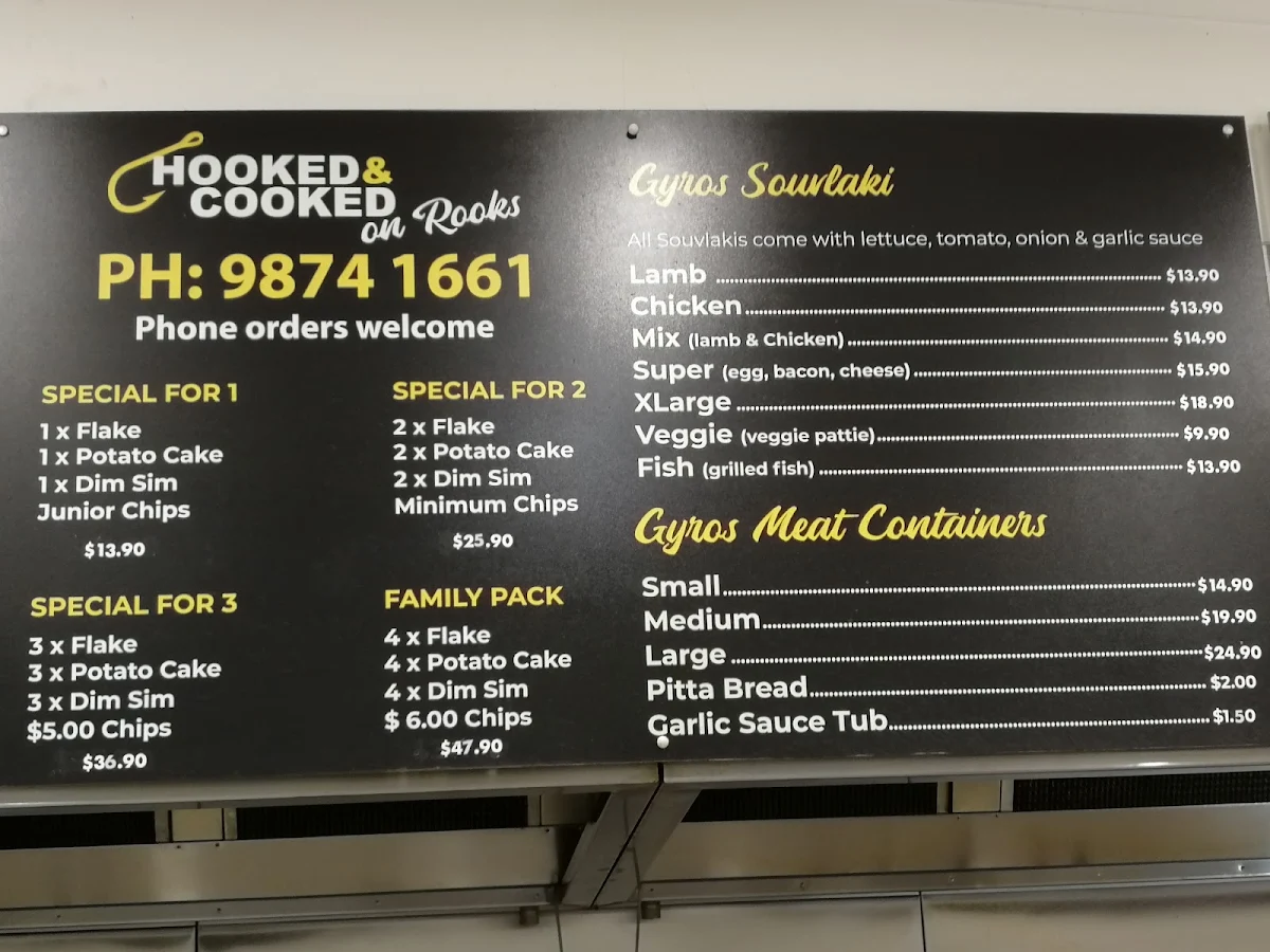 Menu, Hooked & Cooked on Rooks