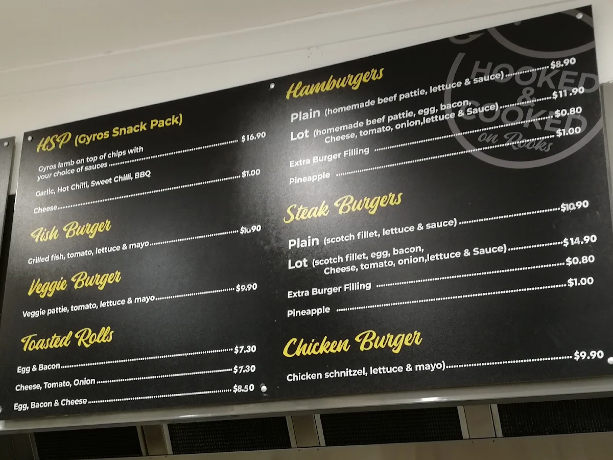 Menu, Hooked & Cooked on Rooks