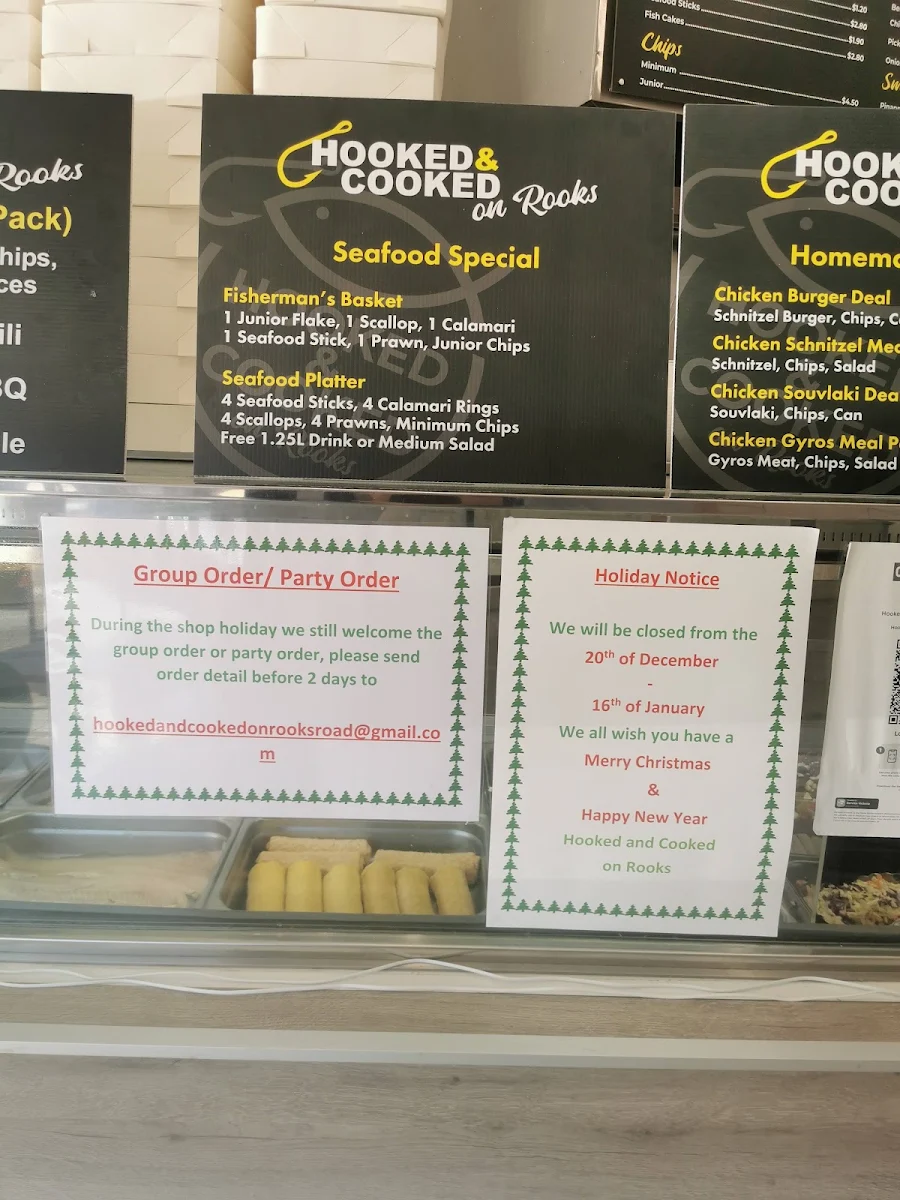 Menu, Hooked & Cooked on Rooks