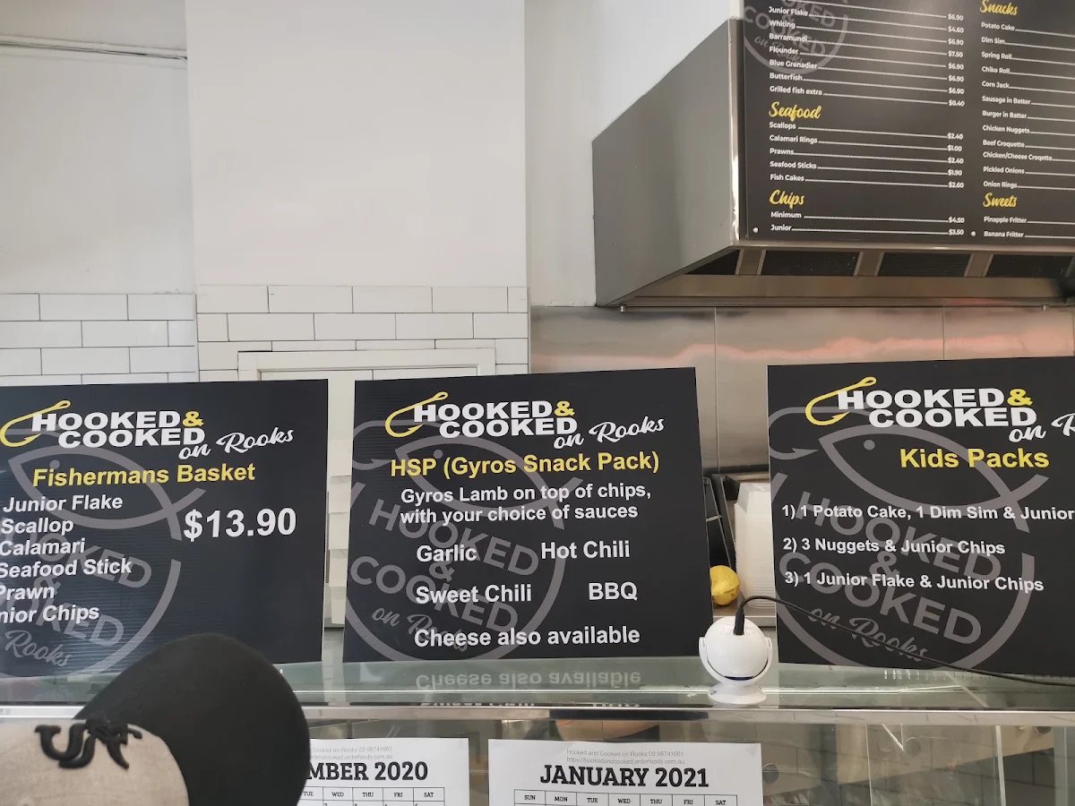 Menu, Hooked & Cooked on Rooks