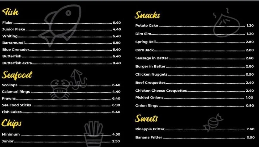 Menu, Hooked & Cooked on Rooks