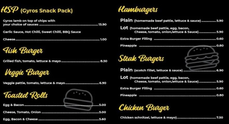 Menu, Hooked & Cooked on Rooks