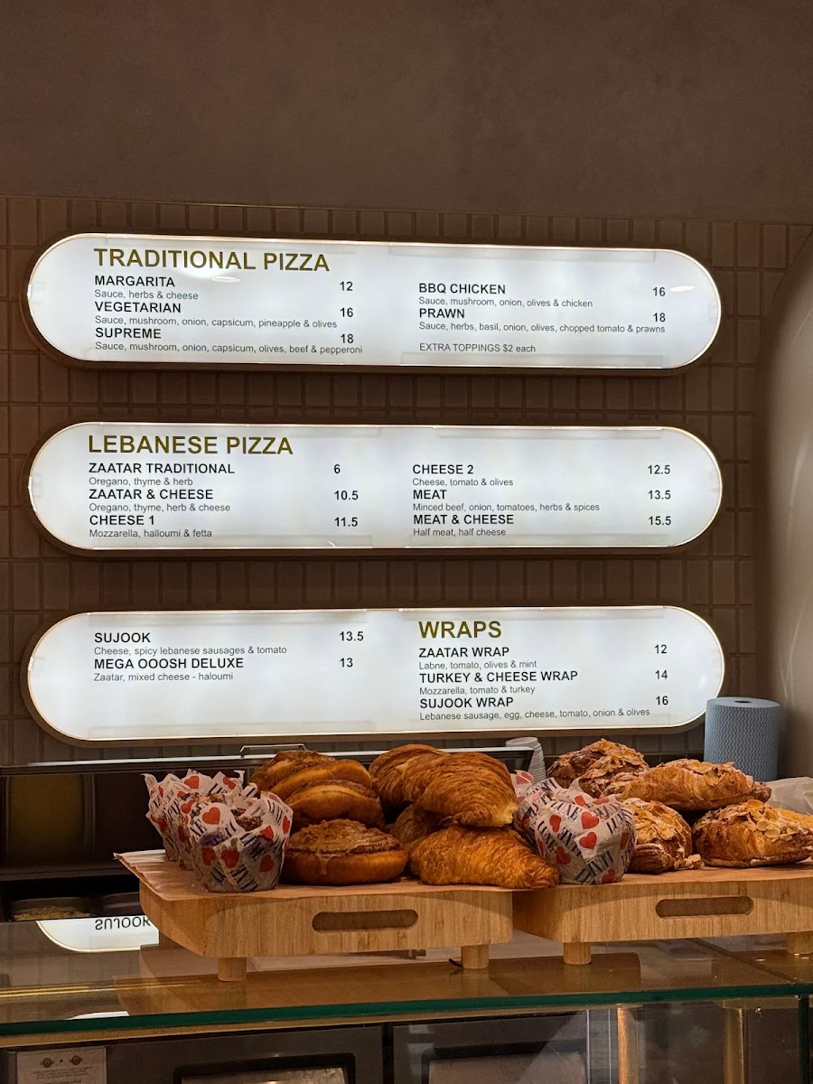 Menu, Ooosh Bakery