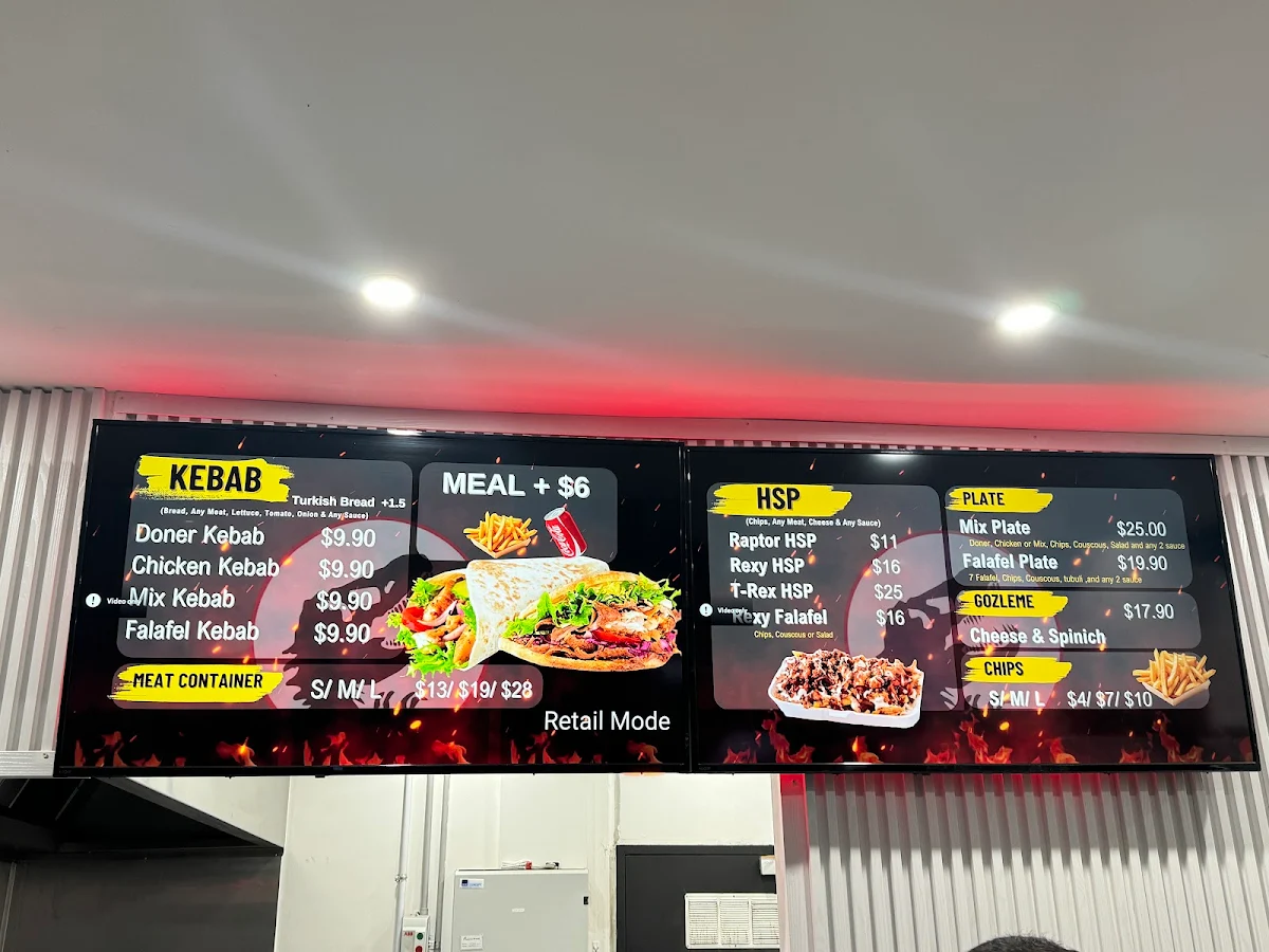 Menu, Rexy Kebab Werribee
