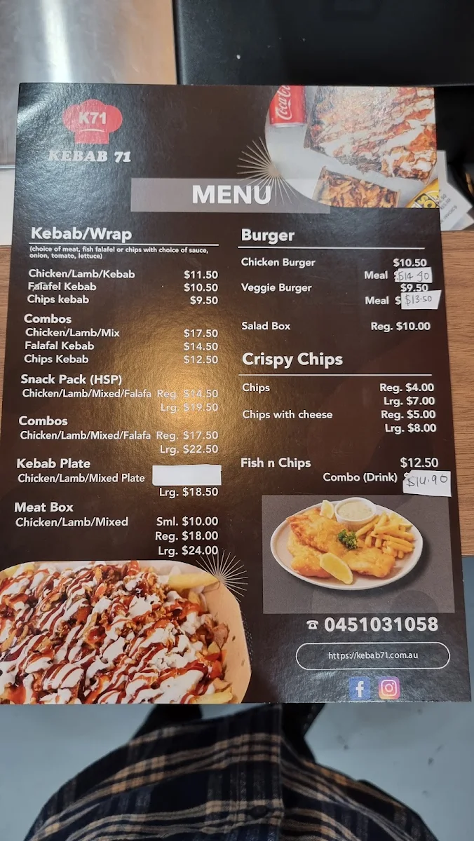 Menu, Rexy Kebab Werribee
