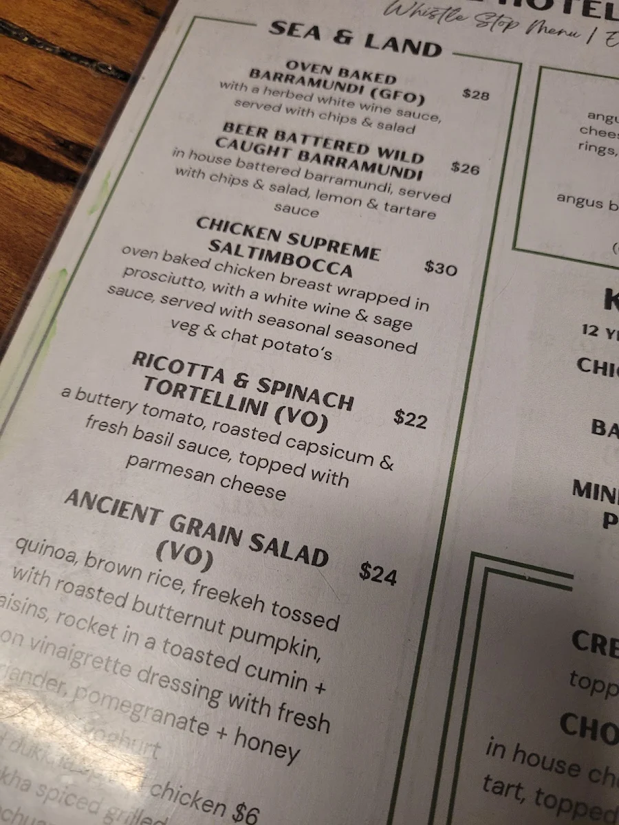 Menu, Commercial Hotel Rappville