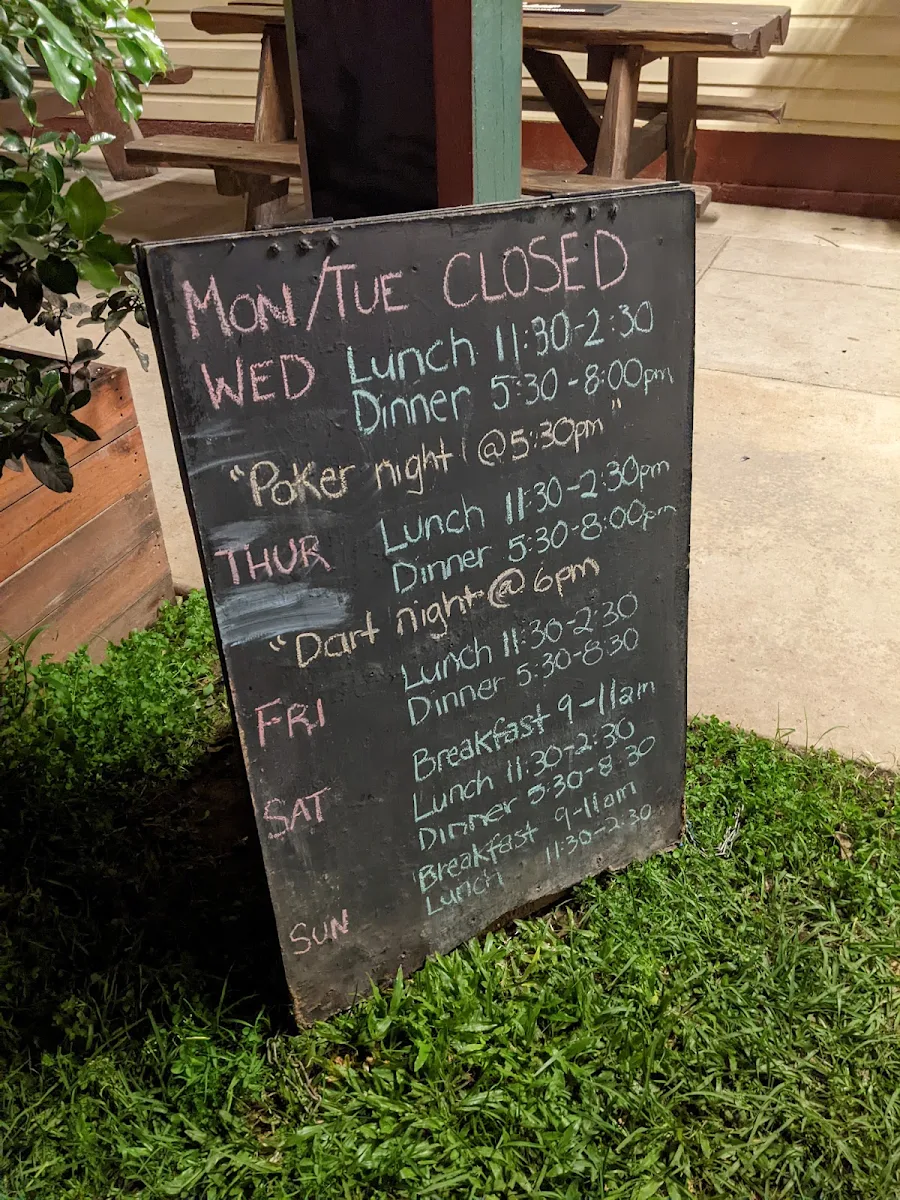 Menu, Commercial Hotel Rappville