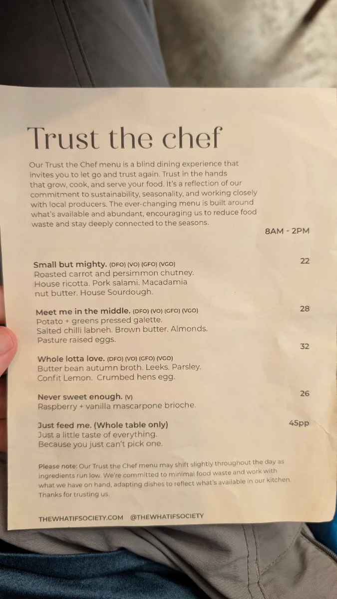 Menu, The What If Society
