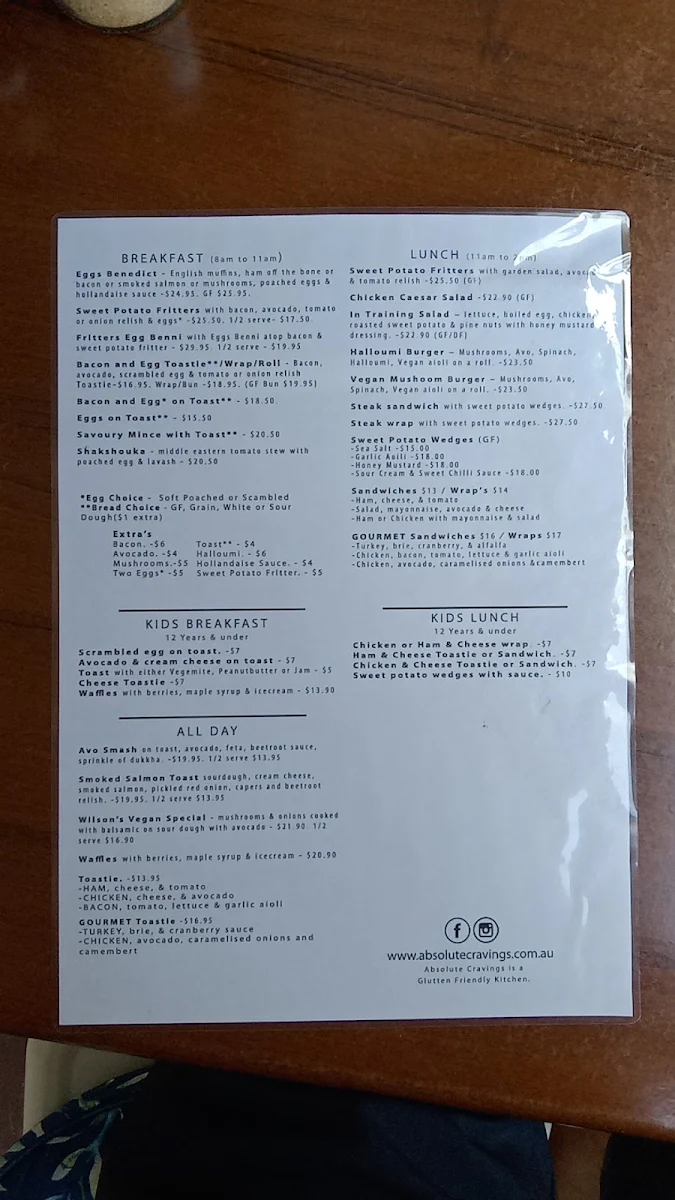 Menu, Absolute Cravings