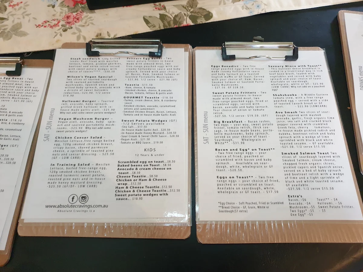 Menu, Absolute Cravings