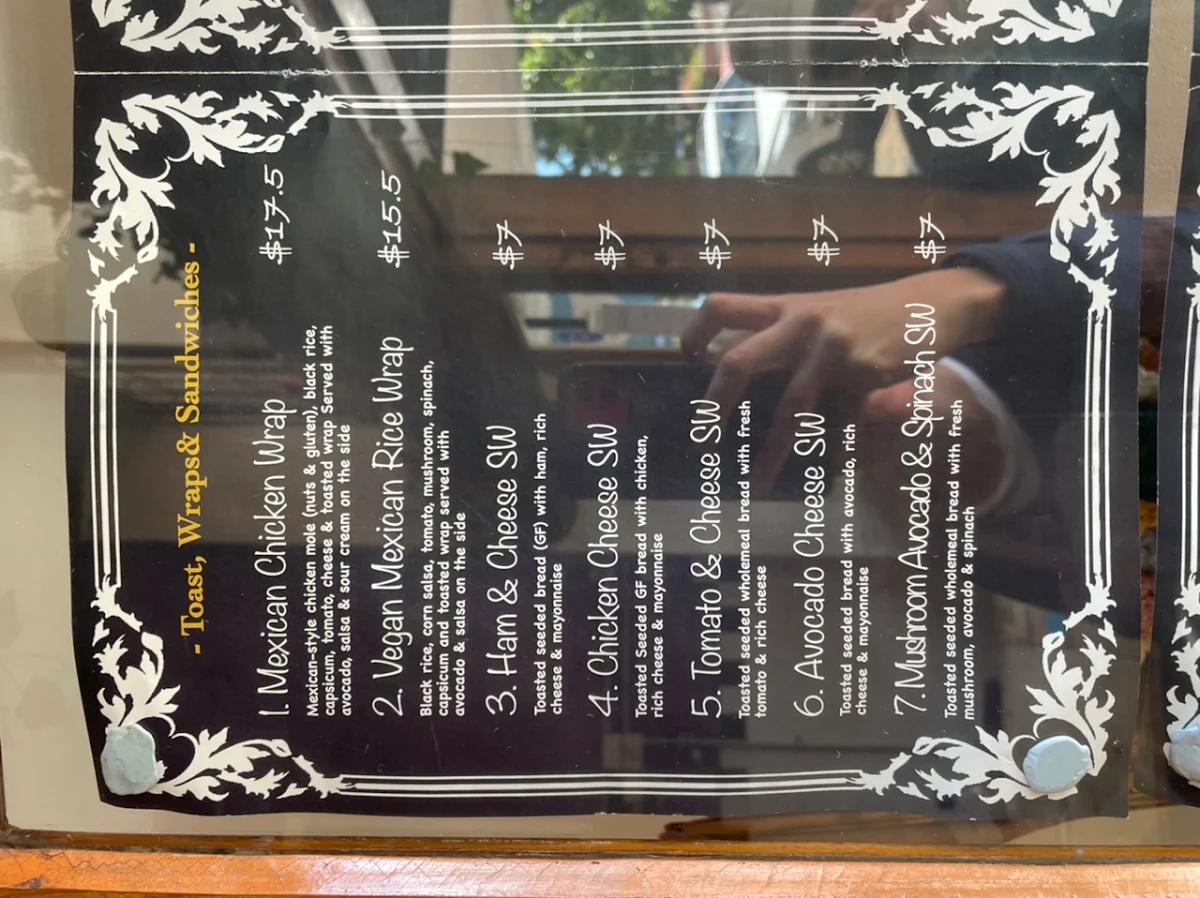 Menu, True to the Bean