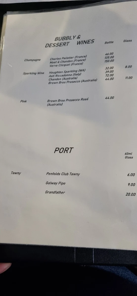 Menu, Balcony Restaurant