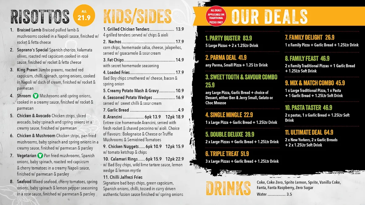 Menu, Soprano's Pizza Wollert