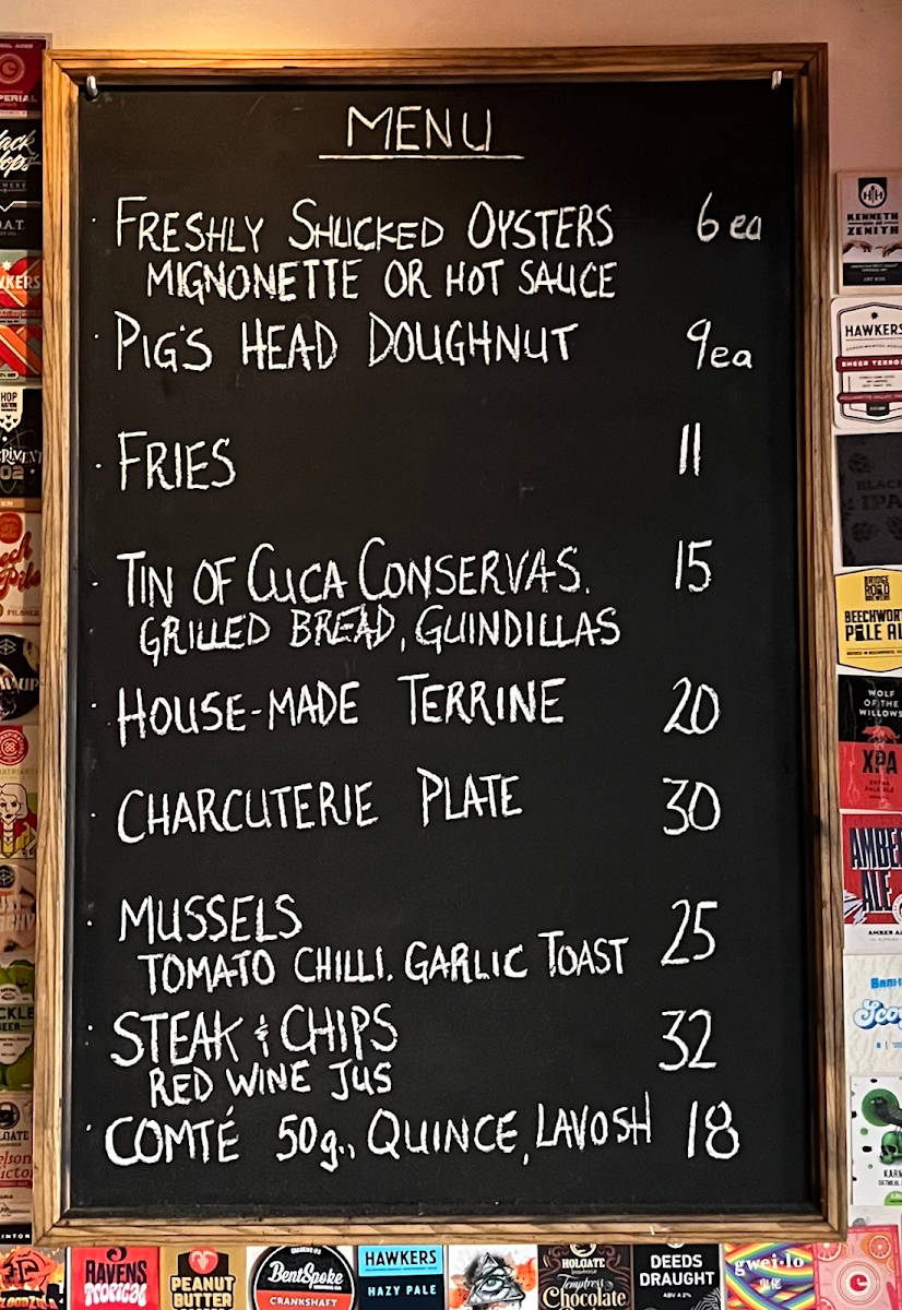 Menu, Le Pub and Bottle Shop