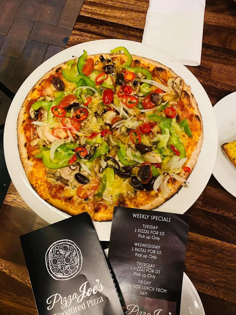Menu, Pizza Joes Woodfired Pizza