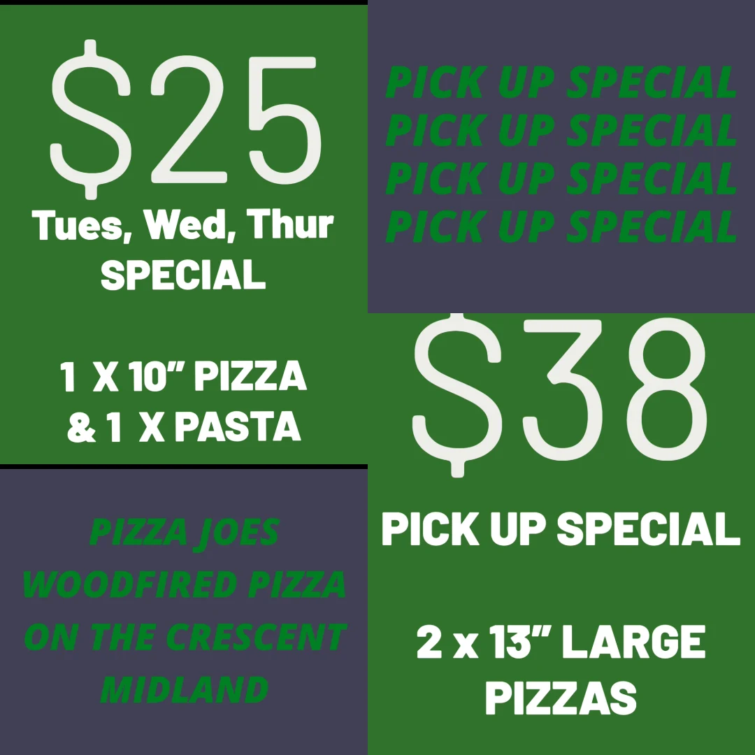 Menu, Pizza Joes Woodfired Pizza