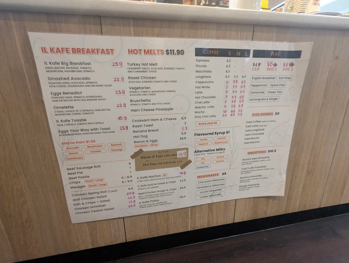 Menu, Ilkafe