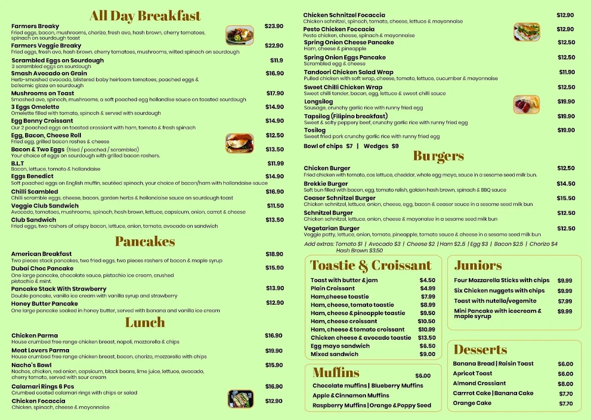 Menu, Froth & flavour