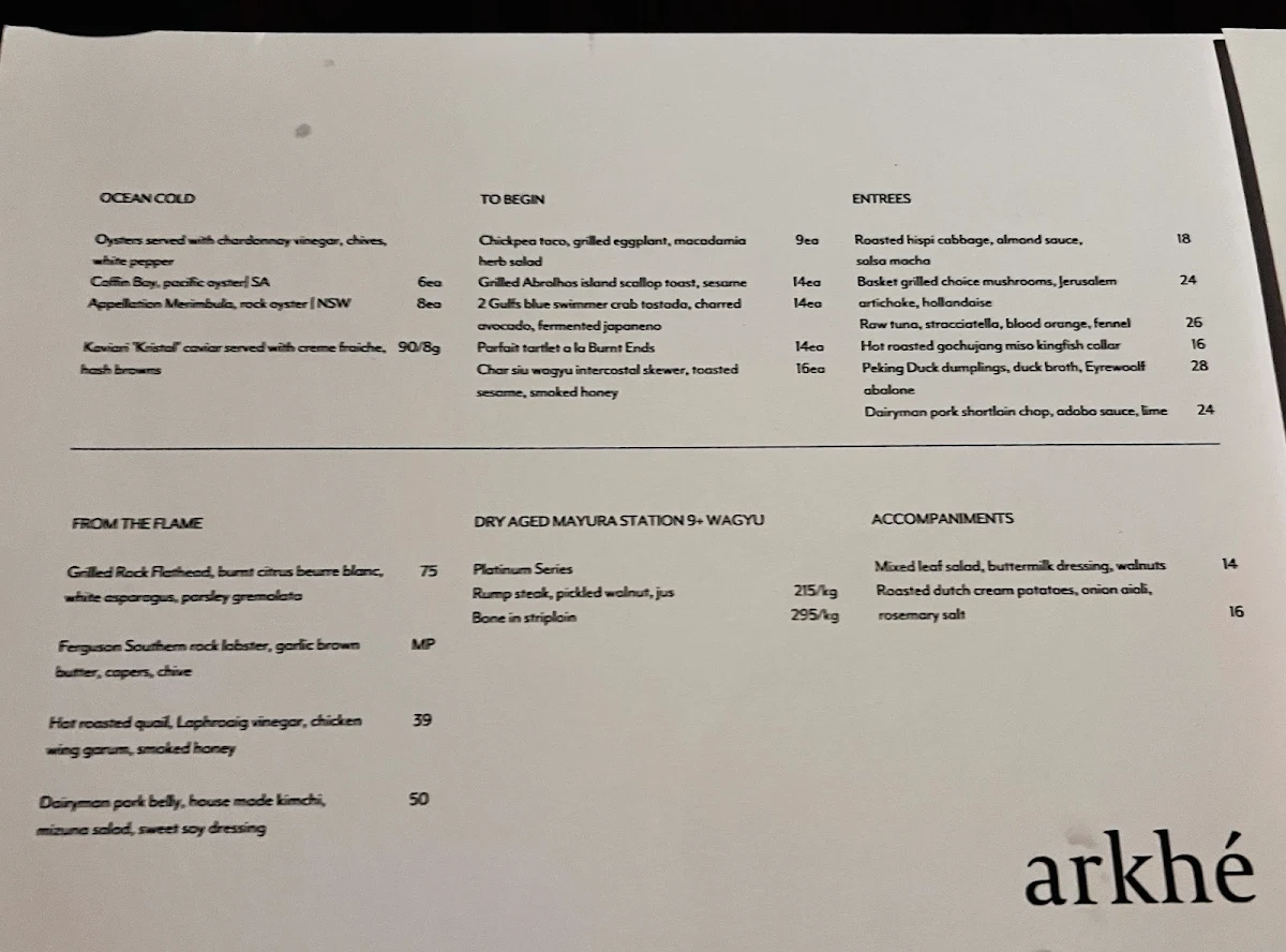 Menu, arkhé