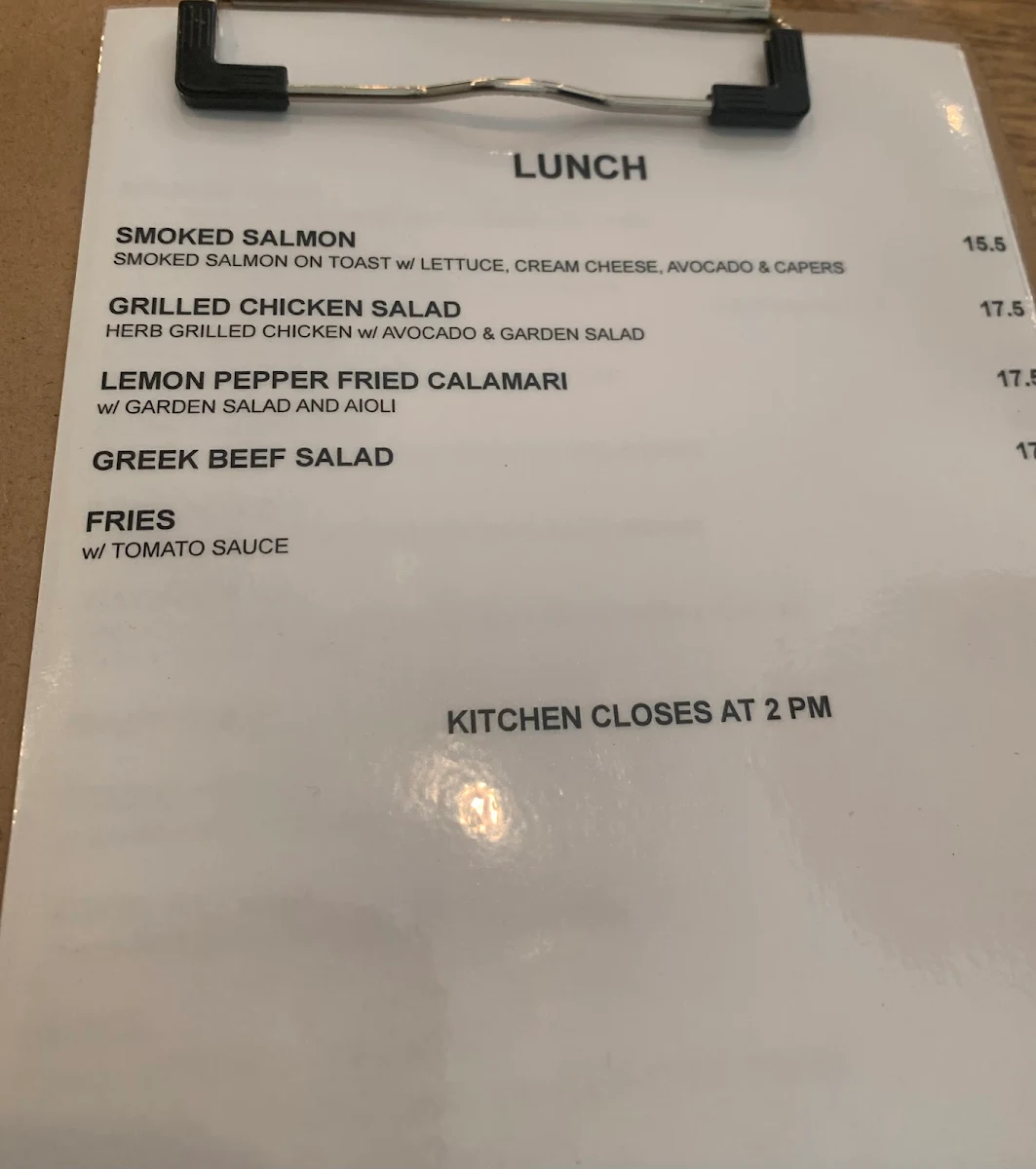 Menu, Taso's Cafe