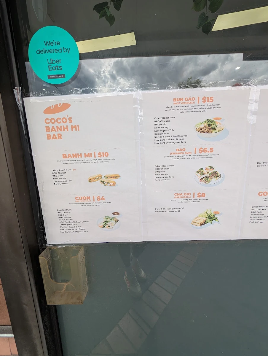 Menu, Coco's Banh Mi Bar