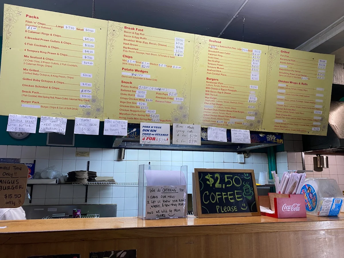 Menu, Woolloomooloo Fish & Chips
