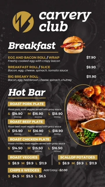 Menu, carvery club