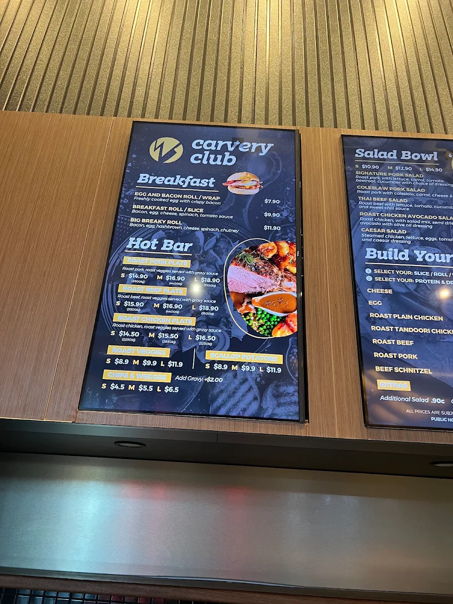 Menu, carvery club