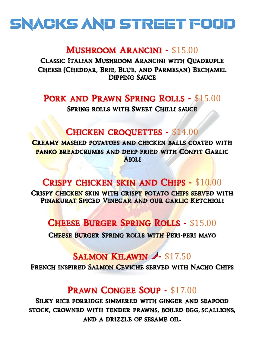 Menu, Pinoy Munchies