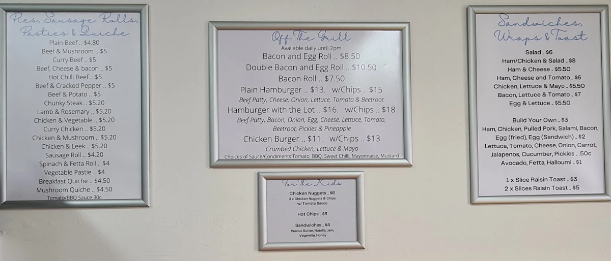 Menu, Tahlia's Bakery and Cafe
