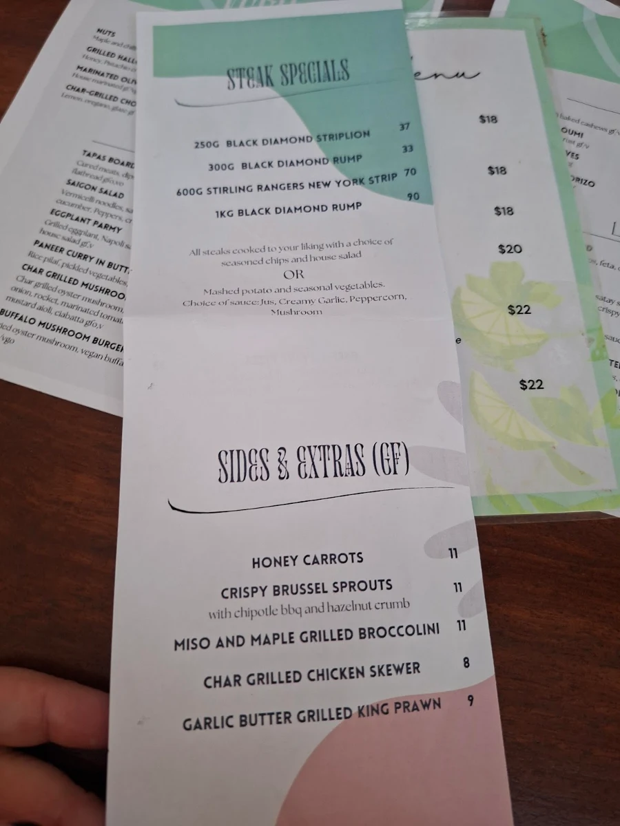 Menu, The Ponds Bistro