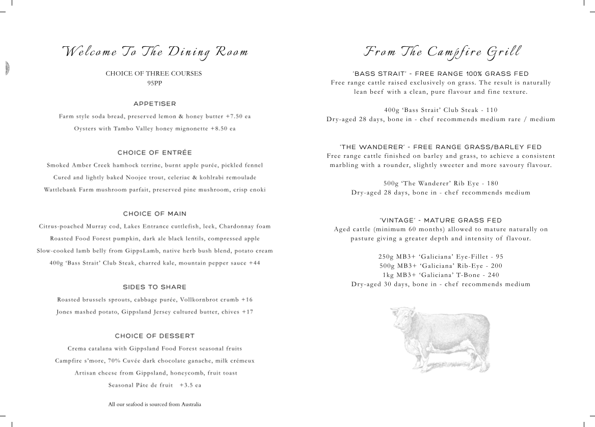 Menu, Farmer's Daughters