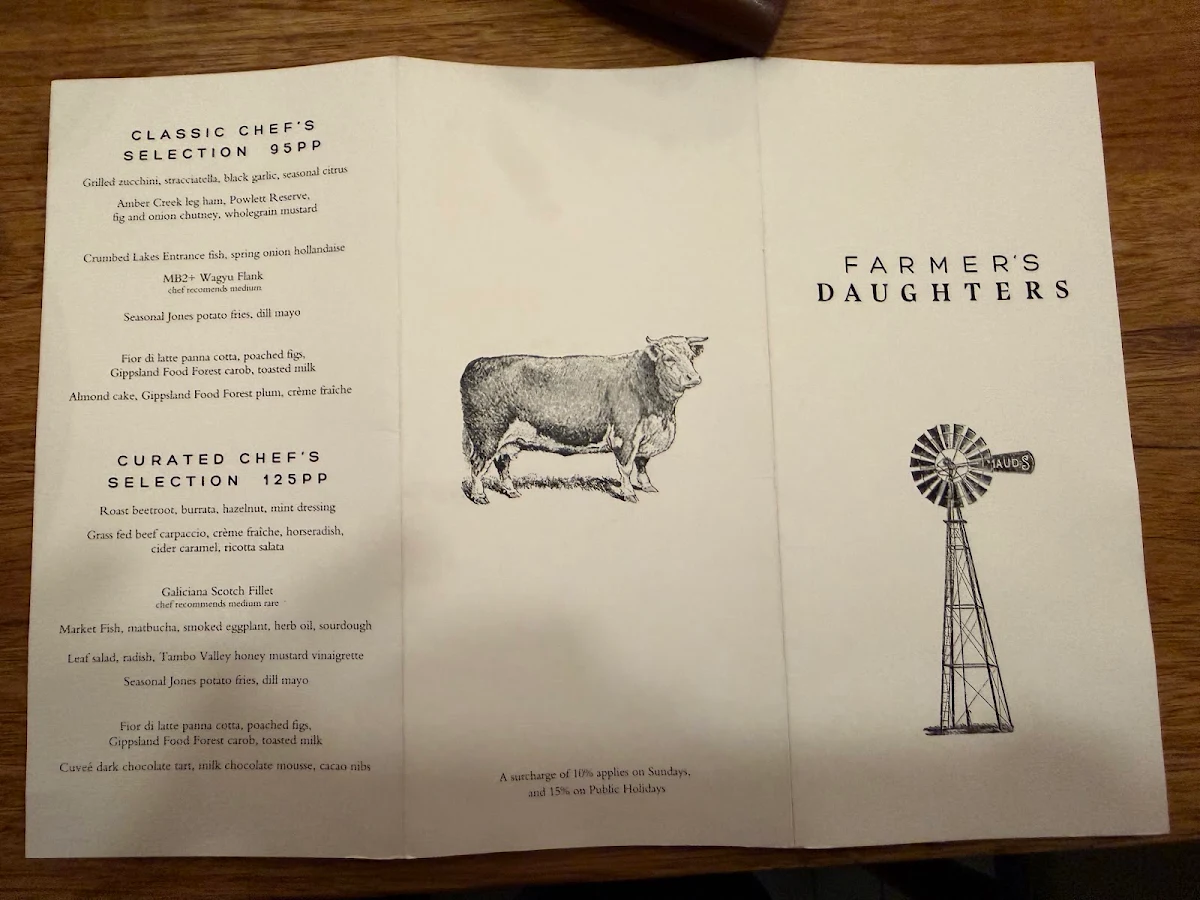 Menu, Farmer's Daughters