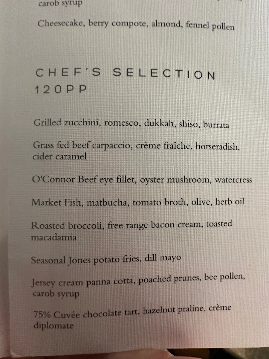 Menu, Farmer's Daughters