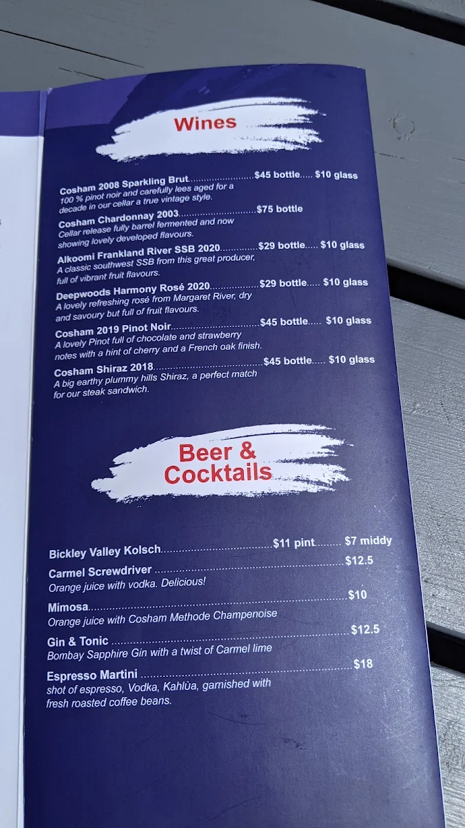 Menu, Carmel Tea Rooms