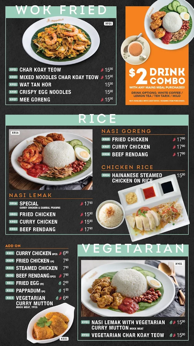 Menu, PappaRich Indooroopilly
