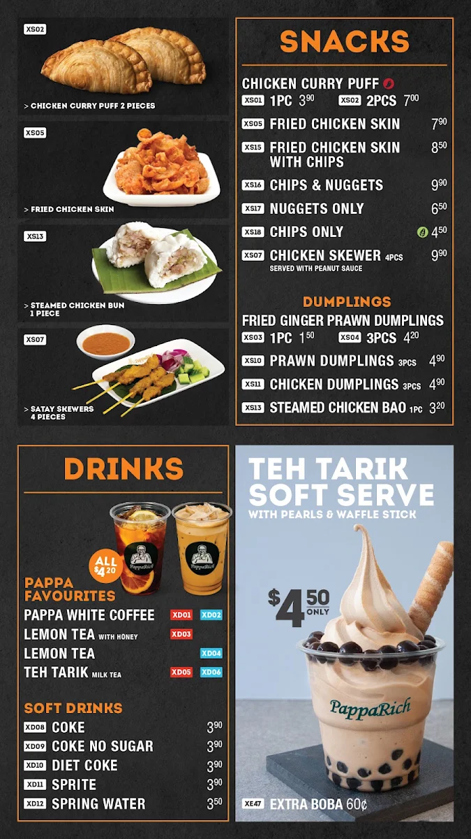 Menu, PappaRich Indooroopilly